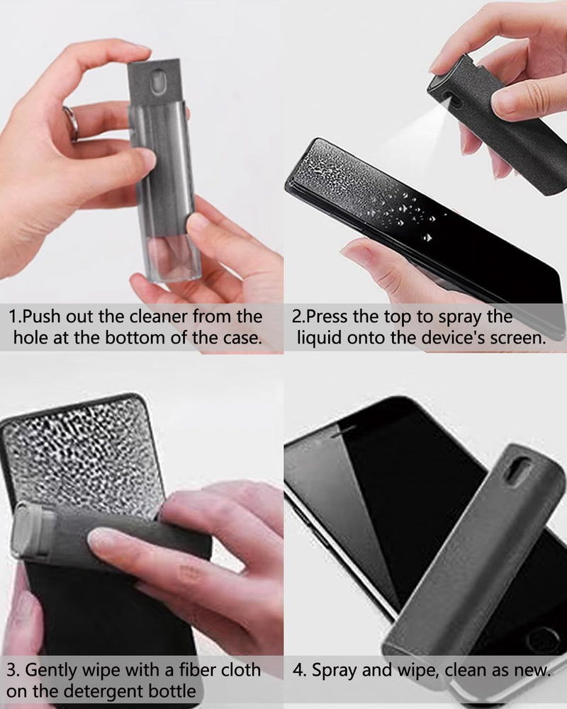 Car Screen Cleaner Travel Cleaning Kit 2in1 Touchscreen Mist Cleaner Spray and Wipe for Phone iPad MacBook AirPods Car Display Cellphones Tablet Versatile Cleaners (2 Units) Pink+Grey