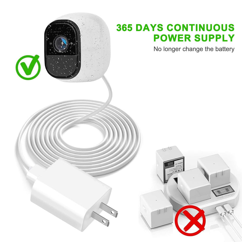 2 Pack 13FT Power Adapter Plug Charger for Arlo Pro and Arlo Pro 2, Arlo Q,Arlo Essential Spotlight, Arlo GO Indoor Camera(not for Go 2), Wyze Cam Pan v3 v2,Blink Mini Charging Cord Cable Replacement 2-Pack 13.2ft