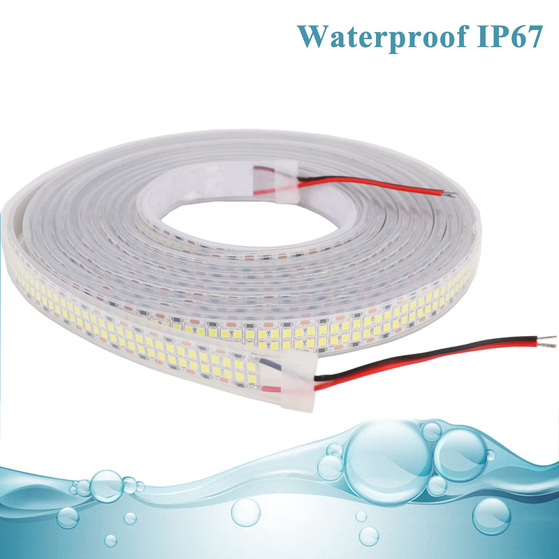 [AUSTRALIA] - LEDENET LED Strip Lights Cold White 6500K 16.4ft Double Row 2835 SMD 2400LEDs DC 12V Daylight Bright LED Tape Light Flexible Dimmable Ribbon Lamp 5M Waterproof IP67 Outdoor Lighting Decor 