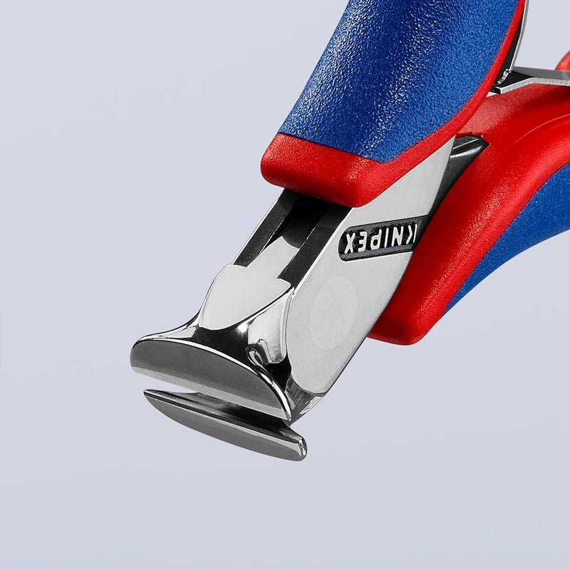 KNIPEX Electronics End Cutting Pliers with Multi-Component Sleeves 115 mm 64 02 115 With Multi-component Sleeves, Blue/Red With facet