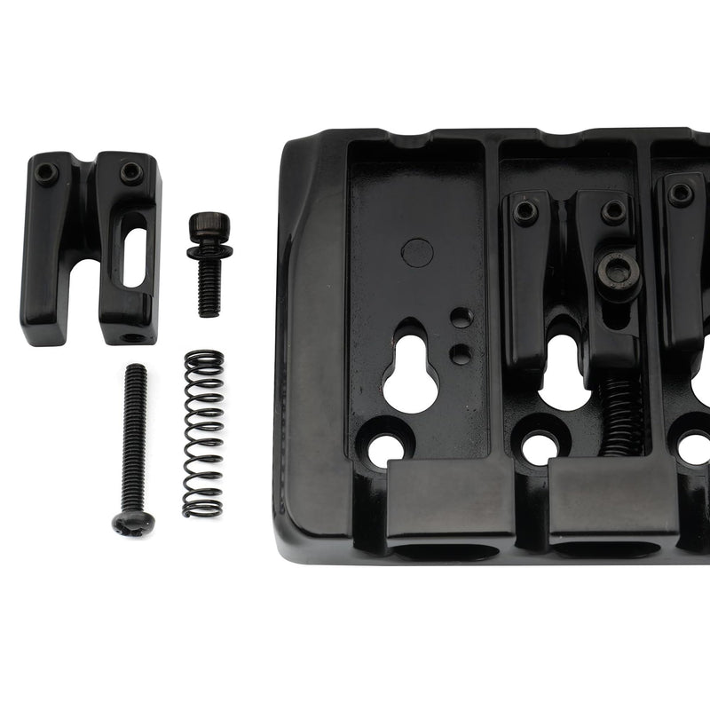 Musiclily Pro 19mm Locking Saddles Hard Zinc 4-String Bass Bridge, Black