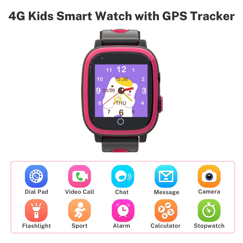Kids Smart Watches Girls, Kids Watch with GPS Tracker Video Call Voice Chat Alarm Clock SOS Camera Flashlight Gifts for Girls Age 5-12