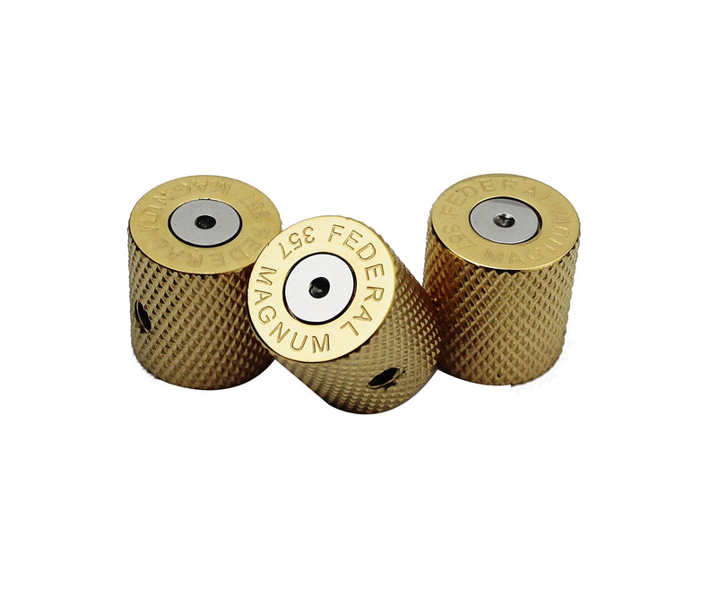 Guyker Guitar Knobs with 6mm Dia. Shaft Pots - Brass Bullet Case Style Tone and Volume Control Potentiometer Knob Replacement for Precision Electric Guitar or Bass (3 Piece, Golden)