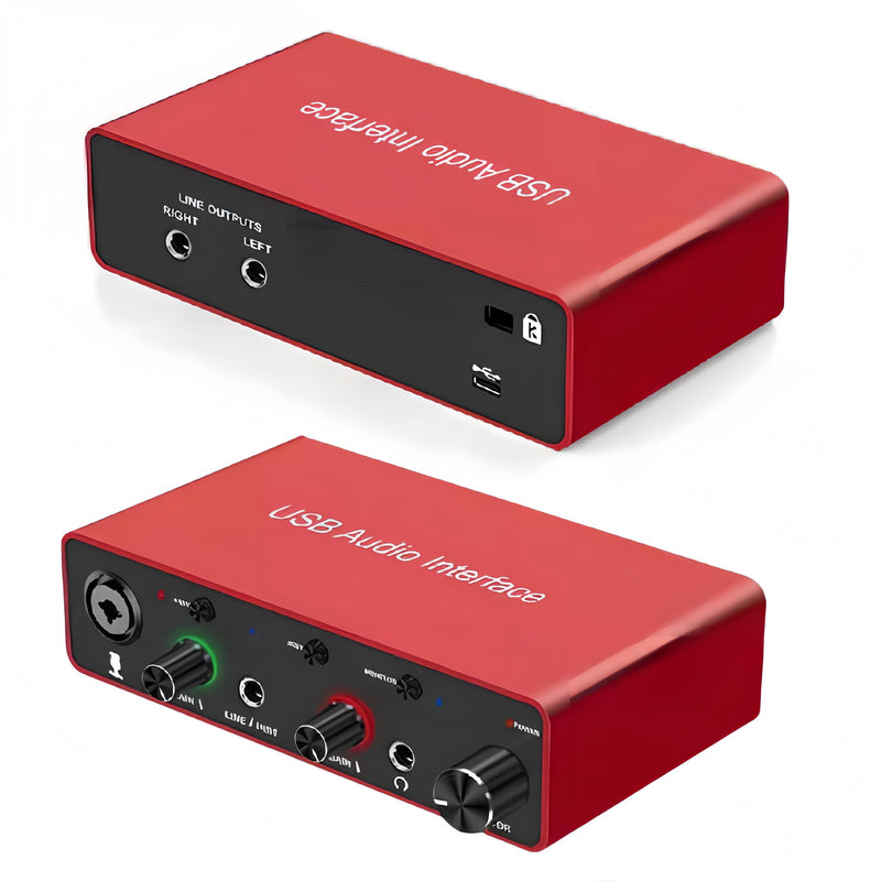 USB Audio Interface for PC, 48V Phantom Power Audio Interface for Computer Recording Music, Podcasting, and Streaming, 24-Bit/192kHz, XLR & 1/4” Combo Connectors, LINE/INST Input
