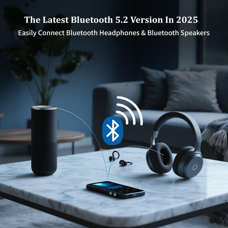 [AUSTRALIA] - 144GB MP3 Player, Bluetooth 5.2 Music Player, HiFi Sound Digital Music, Built-in HD Speaker, FM Radio, Voice Recorder, Earphones Included, MP3 Player for Friends, Kids, Students, Seniors (Black) Black 