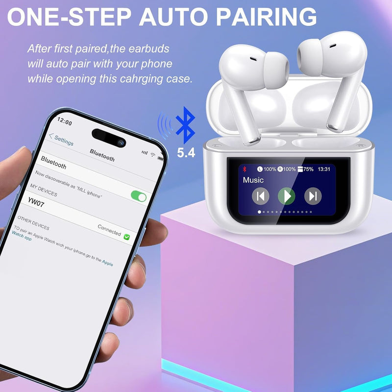 Wireless Bluetooth Earphones, AI Bluetooth Wireless Earbuds, Active Noise Cancelling Earphones, Real-time Translation Earphones, high Fidelity Sound Quality Function White band translation