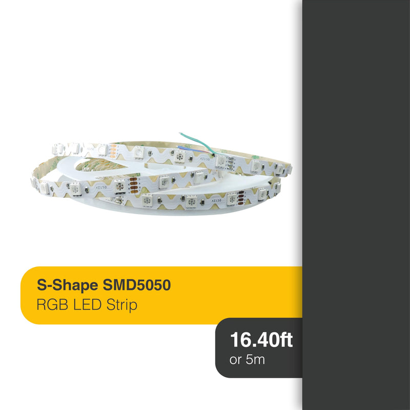 [AUSTRALIA] - LED Lighting 12V 16.4ft UL 5050 SMD Zig-Zag LED Strip Lights Dimmable 660lm/m 6.2W/m 300 LEDs 60 LEDs/m IP33 Non-Waterproof. S Shape Angle Turning Capable (RGB) RGB (Red, Green, Blue) 
