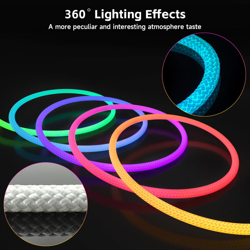 [AUSTRALIA] - Tyute LED Rope Lights, 9.84ft Neon LED Lights Strip with 360 Degree Luminous, 5V USB Flexible IP67 Waterproof Music Sync Remote APP Control Gaming Lights Accessories for Bedroom Outdoor Décor 