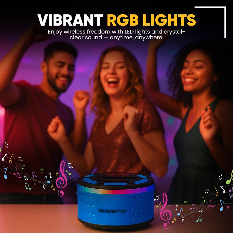 IPX7 Waterproof Bluetooth Speaker with Time, Floating Portable Speaker for Shower, Pool & Beach, Includes MTB Handlebar Holder, Suction Cup & Carabiner, RGB Lights, FM Radio, USB-C - Gifts