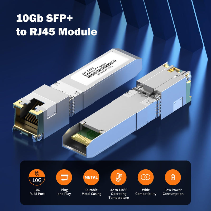262Ft 80 Meters 10Gb SFP+ to RJ-45 Transceiver, 10 Gigabit SFP+ Copper Ethernet CAT6a Module Compatible with 5Gb/ 2.5Gb, NOT Compatible with Brand Dell, Aruba, HP, H3C [1-Pack]