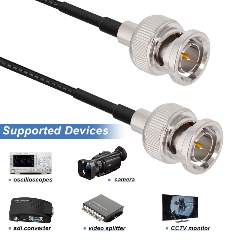 Yuslao SDI Cable 25FT 75 Ohm BNC Male to Male RG179 Coaxial Cable for 4K 1080P 3G HD SDI Camera Monitor Video Recorder SDI Converter Splitter Switcher（Straight,2Pcs） Straight to Straight