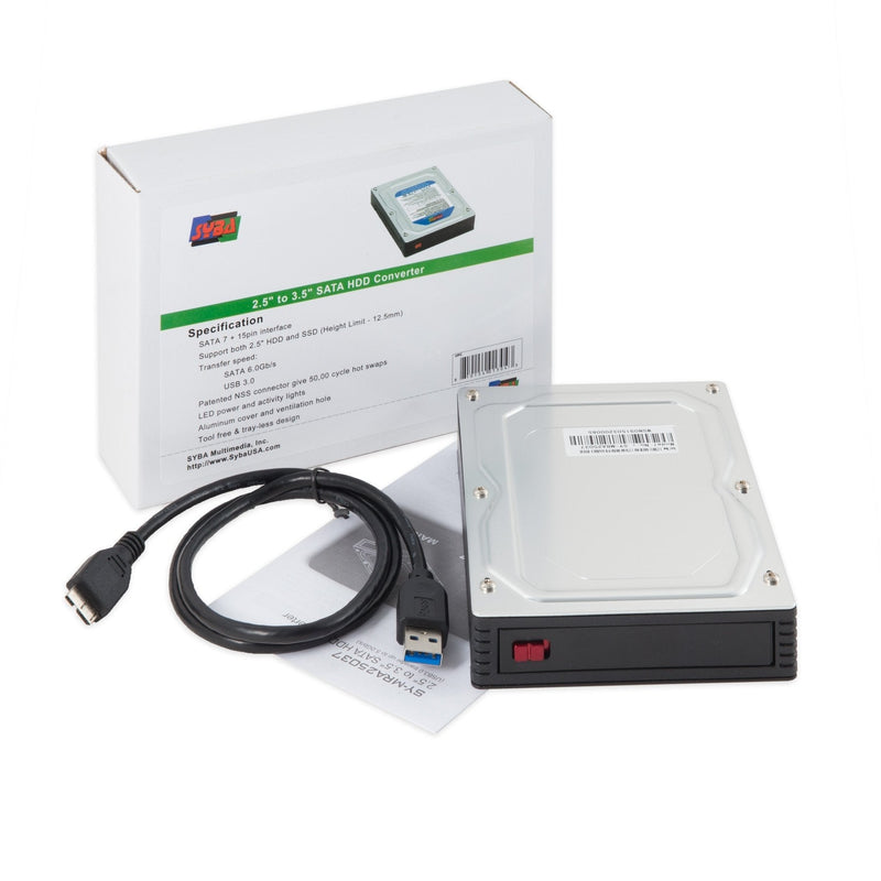 2.5" SSD to 3.5" SATA Converter HDD Tray Caddy Hard Drive USB 3.0 Enclosure SY-MRA25037