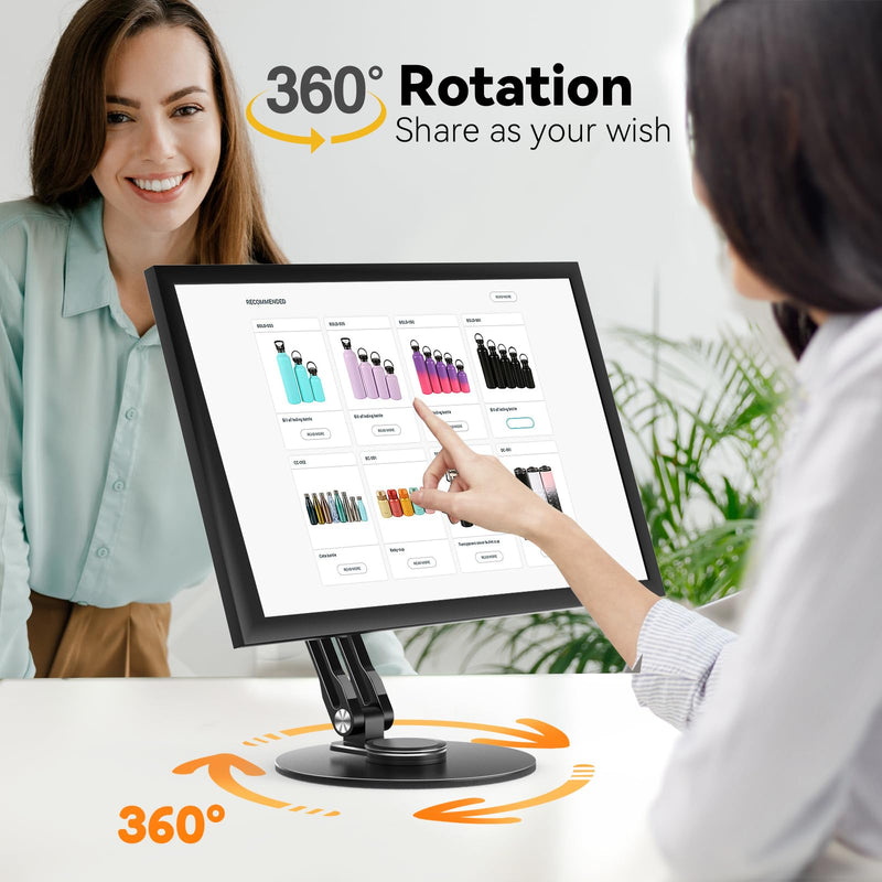Swivel and Tilt Stand for Echo Show 15, Vesa Monitor Stand, Three-Hinge Adjustable Angle and Height with 360° Rotation Base, Supports Switching Between Landscape and Portrait Screens(Black)
