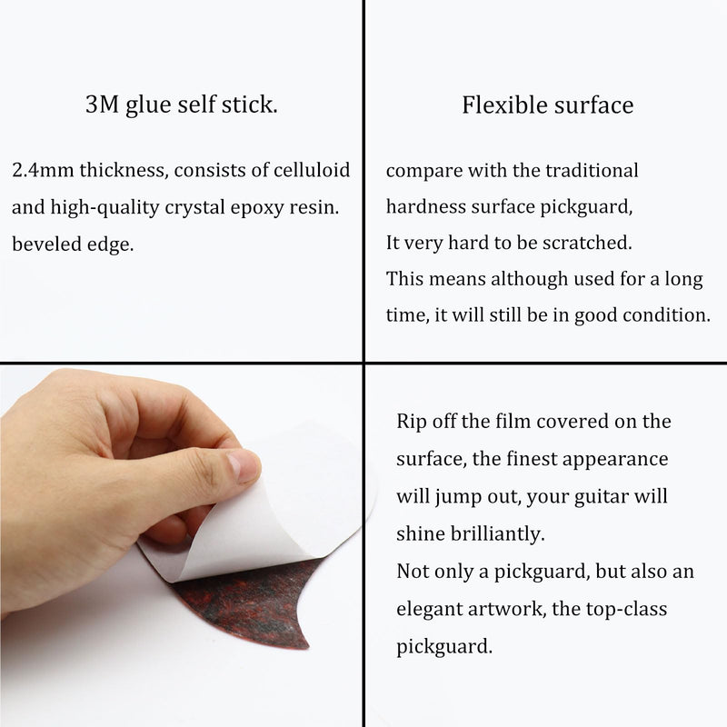Hummingbird Pickguard for Folk Acoustic Guitar, Self Adhesive Wear-Resistant Thickened 2.4mm Scratch Plate, Pick-Compatible Design for Acoustic Guitars (Brown Red)