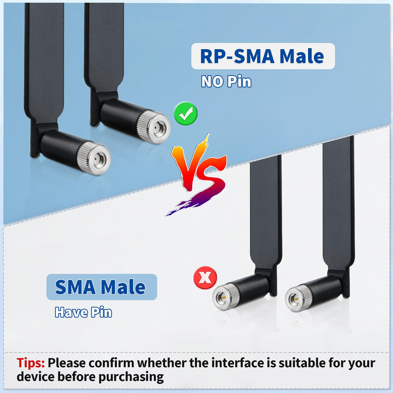 Superbat High Gain 12dBi Dual Band WiFi Antenna 2.4GHz/5GHz 5.8GHz Omnidirectional RP-SMA for Router, Wireless Access Point, Security Cameras (2 Pack) black