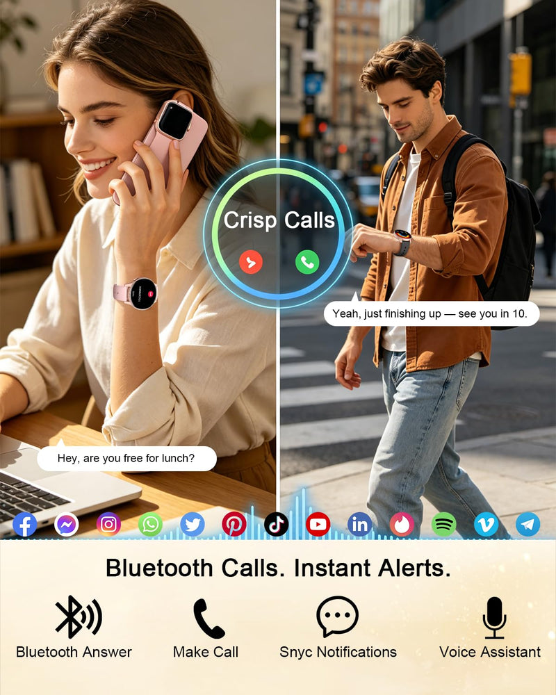 Smart Watch for Women, 1.27" Fitness Watch with Bluetooth Make & Answer Calls,24H Heart Rate/SpO2/Sleep Monitor,120+ Sport Modes IP68 Fitness Tracker Compatible with iOS & Android (4 Straps)