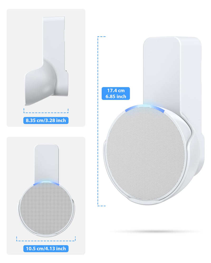 Maxonar Wall Mount for Echo Pop, Echo Pop Wall Mount Speaker Stand Holder No Screws and Drill Needed Cable Hidden Storage - White
