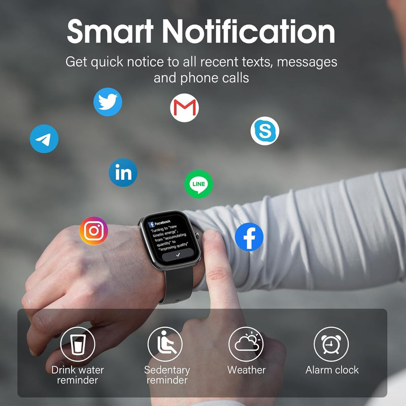 Smart Watch for Men Women, 2.09" AI Fitness Smartwatches with Calling/SMS, Heart Rate/Sleep/SpO2 Monitor, Pedometer, Dual Bands, 3 Games for Android/iOS Phones (White) White