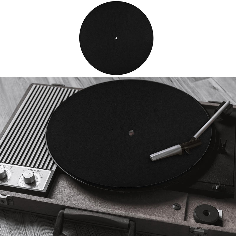 Record Player Mat, 12in Anti-Slip & Anti-Static Felt Record Pad Turntable Slipmat Wool Turntable Platter Mat Vinyl Record Player Protective Mat for Home Record Players (Black)