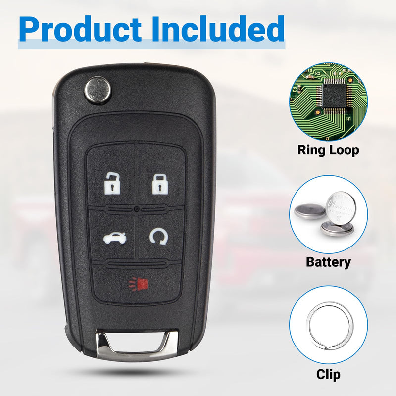 Car Key Fob Keyless Entry Remote Compatible with 2010-2019 Chevy Cruze/Camaro/Impala/Equinox/GMC Terrain/Buick Lacrosse 5 Buttons Key for OHT01060512 (1 Pack)