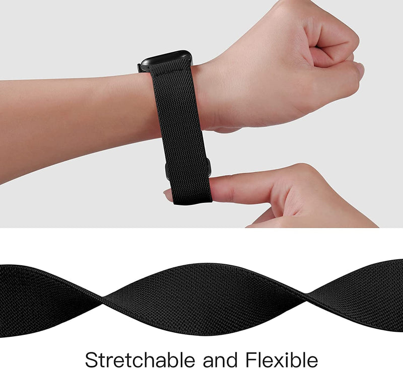 Elastic Bands for Garmin Venu/Sq/Sq 2/Forerunner 245/645 Music Watch Bands, Garmin Vivoactive 5 Bands, 20mm Nylon Sport Wristband for Garmin Vivomove HR/Sport,Vivoactive 3 Men Women Black+Green+Gray