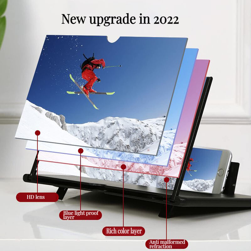 18 Inch Screen Magnifier for Cell Phone 3D Hd Phone Screen Magnifier,Portable Phone Screen Amplifier Enlarger for Movies Videos Gaming for All Smartphones 18" Black