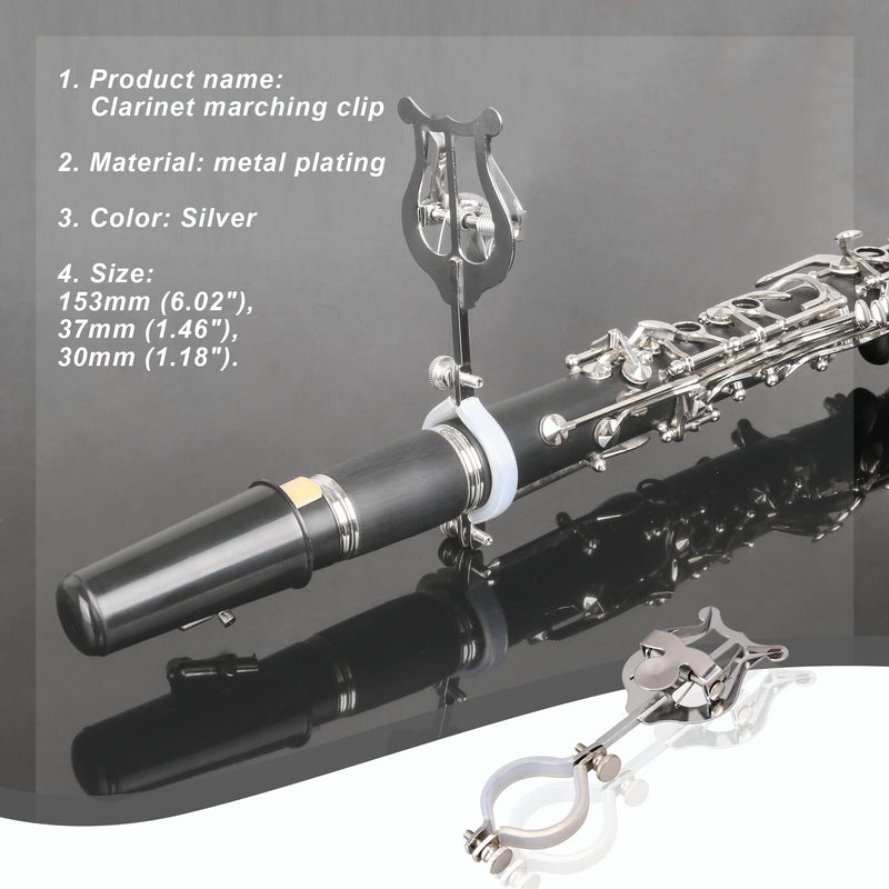 BQLZR Clarinet Lyre Holder for Marching Band,Cornet Music Clip Holder Metal Plating Lyre and Soft Rubber Mezzanine With Storage Bag and Wipes