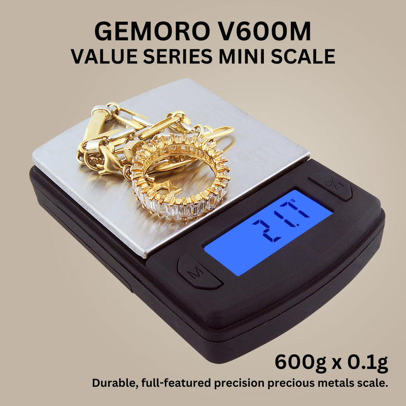 [AUSTRALIA] - GemOro Platinum V600M | Durable Precise Jewelers Countertop Portable Mini Scale | Digital Precision Tool with Expert Professional Reading & Accuracy 600g x 0.1g Readability V Series 