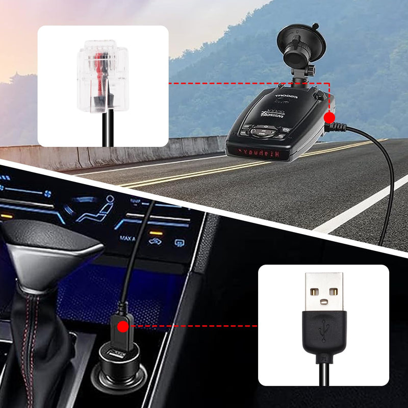 USB to RJ11 Plug Radar Detector Cable, 5FT Radar Detector Power Cord, Replacement Power Adapter for Escort Radenso XP Uniden Beltronics Cobra Whistler Radar Detectors (RJ11-5FT) Q-066
