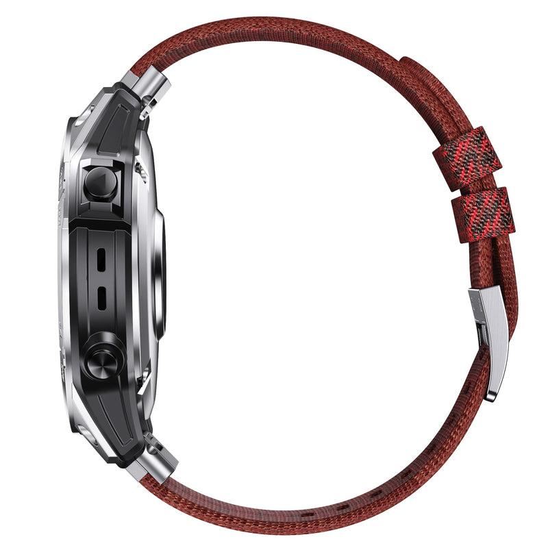 26mm Watch Band for Garmin Fenix 7X / Fenix 6X / Fenix 5X/Enduro 2/Tactix 7 Pro, epix Pro 51mm Jacquard-weave Red-Silver Buckle Quick Fit 26MM