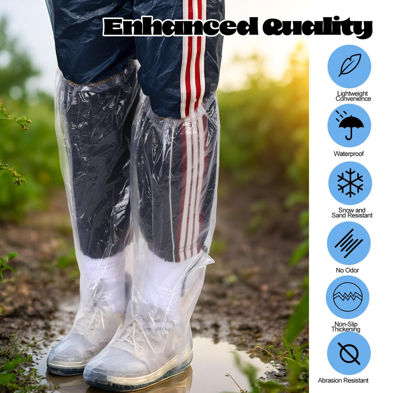 4 Pairs Disposable Boot Covers with Elastic Band, Waterproof Rain Shoe Covers, Transparent Overshoes, Waterproof, Non-Slip for Men and Women for Outdoor Camping