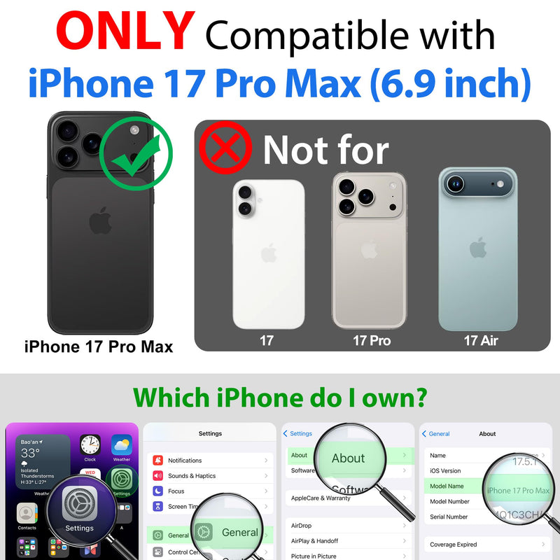 SPORTLINK for iPhone 17 Pro Max Waterproof Case, Mag/Black | Military-Grade Heavy-Duty 360° Full-Body Protection with Built-in Screen & Camera Protectors, Dustproof, Shockproof Black/Mag for iPhone 17 Pro Max (6.9")