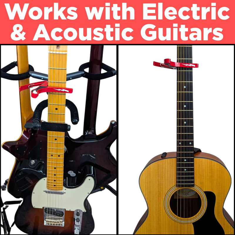 [AUSTRALIA] - Guitar Capo for Acoustic and Electric Guitars - Guitar Accessory to Instantly Change Key & Chord - Quick Release, Spring Action Grabber - White Lightning Design 