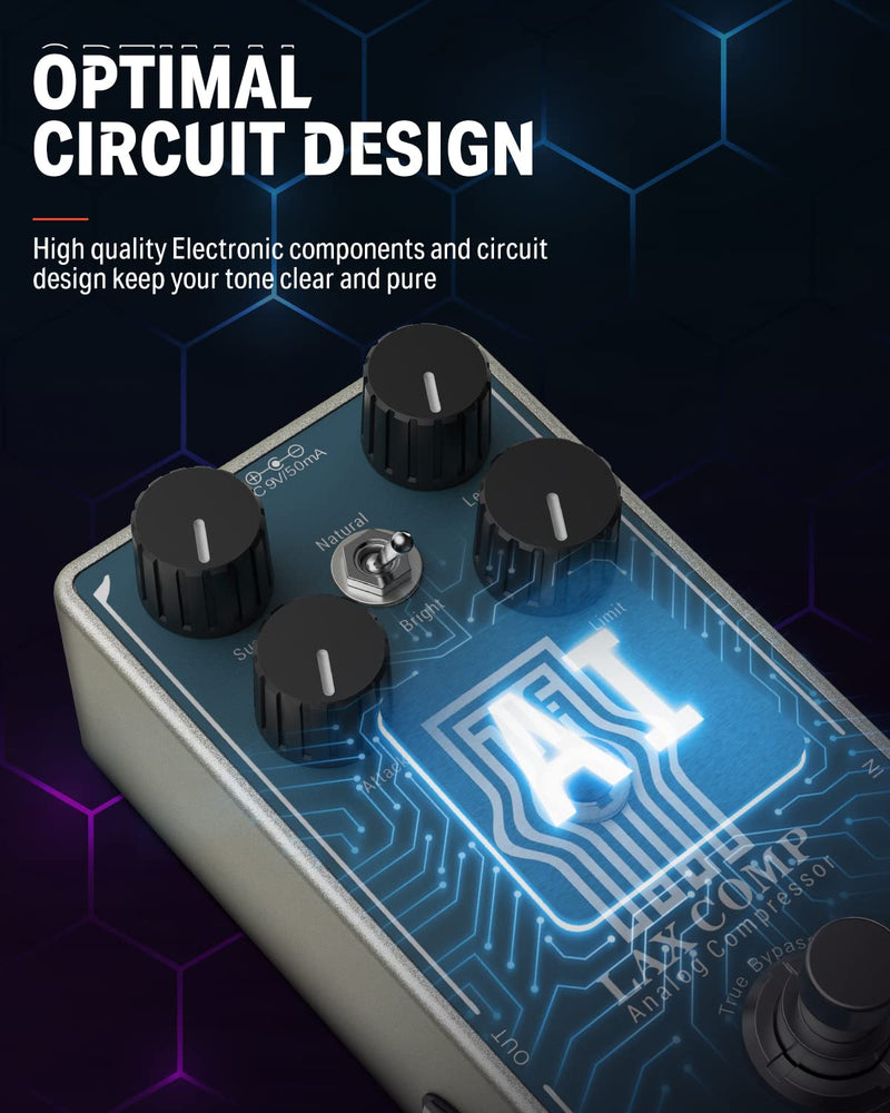[AUSTRALIA] - Donner Compressor Guitar Pedal, Lax Comp Compressor Pedal for Electric Guitar and Bass, Classic Peak Limiter Style Compressor with 2 Band EQ Boost Effect Pure Analog True Bypass Blue：Compressor 
