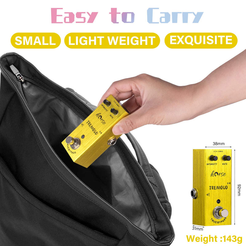 [AUSTRALIA] - Tremolo Pedal, Horse Electric Guitar Effects Pedals Mini Single Type DC 9V True Bypass (Yellow) Yellow 