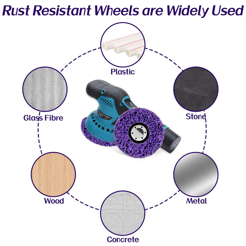 Pack of 6 CSD Disc Drill, 125 mm Sanding Discs for Angle Grinder, Purple/Blue/Black CSD Disc Sanding Disc Set, Cleaning Disc for Clean Strip Disc, Remove Paint, Rust