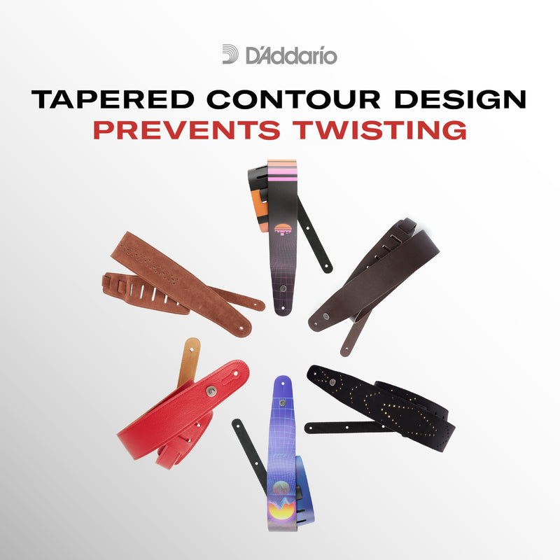 D'Addario Accessories Braided Leather Guitar Strap - Guitar Accessories - Electric Guitar Strap, Acoustic Guitar Strap, Acoustic Electric Guitar Strap & Bass Guitar Strap - Brown
