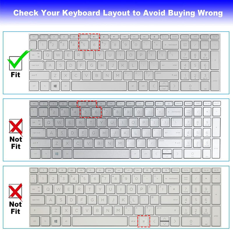 Keyboard Cover for 15.6 HP Laptop 15-dw 15-dy 15-ef 15-da/db/bs/cs/ce 15t 15z 15-dy2024nr 15-dy2075tg 15-dy2073dx 15-da0012dx 15-db0011dx 15-dw1053dx 15z-ef2000 15t-dy200 15-cs3025od 15-ce3065cl Clear