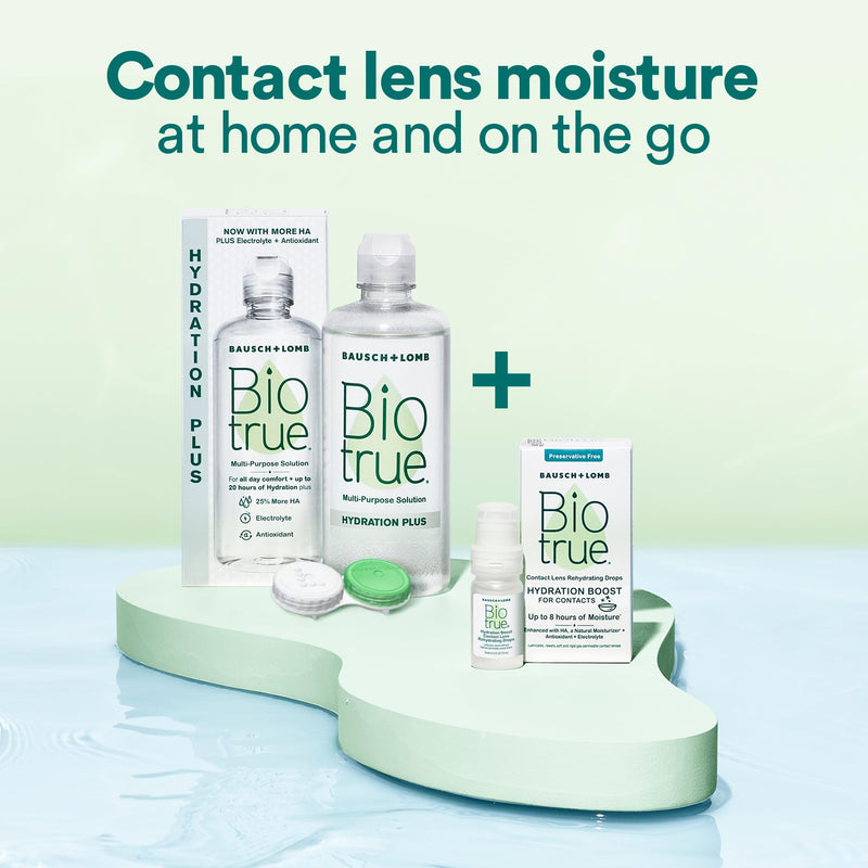 Biotrue Hydration Plus Contact Lens Solution, Multi-Purpose Solution for Soft Contact Lenses, Lens Case Included, 4 FL OZ 4 Fl Oz (Pack of 1)