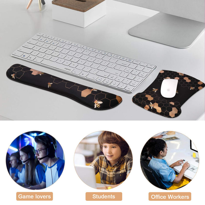 iCasso Keyboard Wrist Rest and Mouse Wrist Rest Pad, Made of Memory Foam, Ergonomic Support, Easy Typing and Relieve Wrist Pain, Perfect for Gaming, Computer, Office, Laptop (A-Honeycomb) A-honeycomb