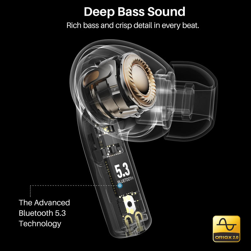TOZO T20 Wireless Earbuds 97H Playtime, Wireless Charging LED Display Case | 10mm Deep Bass Sound, Dual Mic ENC Clear Calls, IPX8 Waterproof, Bluetooth 5.3, Comfortable Fit Ear Buds For Daily Use, Green