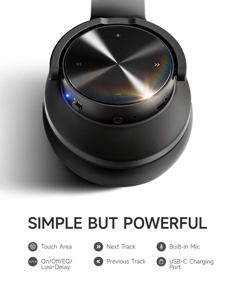 [AUSTRALIA] - Picun B8 Bluetooth Headphones, 120 Hours Headphones Wireless Bluetooth, Hands-Free Calls, 3EQ & Game Mode, Foldable Headphones Over Ear for Travel Home Office Cellphone PC Black 