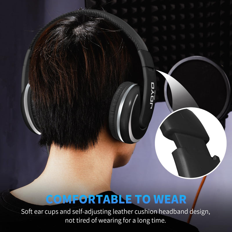 JOYO Over Ear Headphones Wired Studio Headphones with 1/4 to 3.5mm Jack for Guitar Amplifier Keyboard Recording Podcast DJ Laptop Computer (JMH-04)