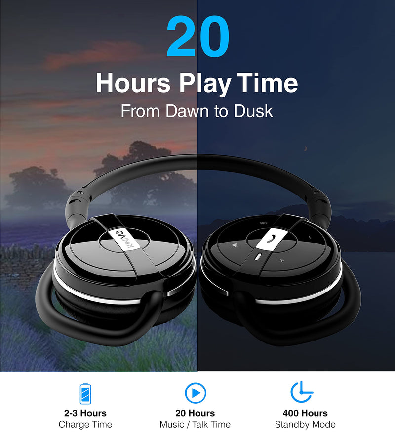 Kinivo BTH240 Bluetooth Headphones On-Ear, Wireless Music, Calling, Mic | Sports Running Headphones (Hands-Free Calling, Built-in Mic, Foldable, Travel Bag) Bluetooth Headset for running gym workout