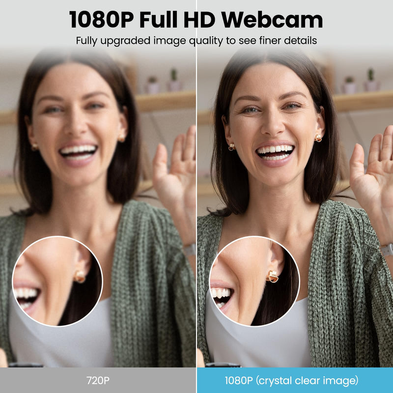 wansview Webcam with Microphone, 1080P HD Webcam for PC with 30 FPS, USB Web Camera for Computer Desktop, Plug and Play, Works with Live Streaming/Zoom/Skype/YouTube/Video Call/Online Meeting/Gaming