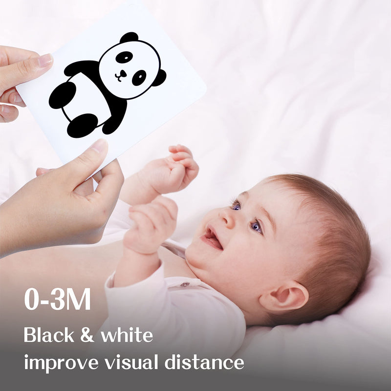 50 Pages Visual Stimulation Flashcards, 25 PCS Black and White Baby Visual Stimulus Cards Sensory Developmental Black White Card Set for Newborn Baby 0-3 Months (5.5” X 5.5”)