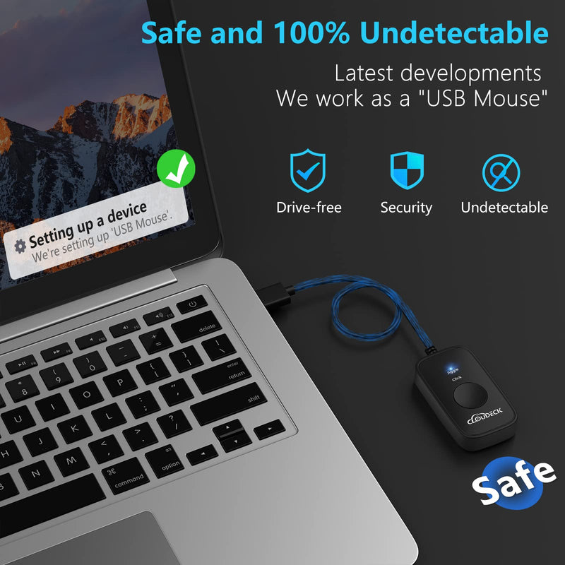 Cloudeck Mouse Jiggler Undetectable, Computer USB Mouse Mover, Gaming Automatic Continuous Clicker, Mouse Assistive Click Device, Plug & Play, Simulate Mouse Pointer Movement to Prevent PC Going Sleep