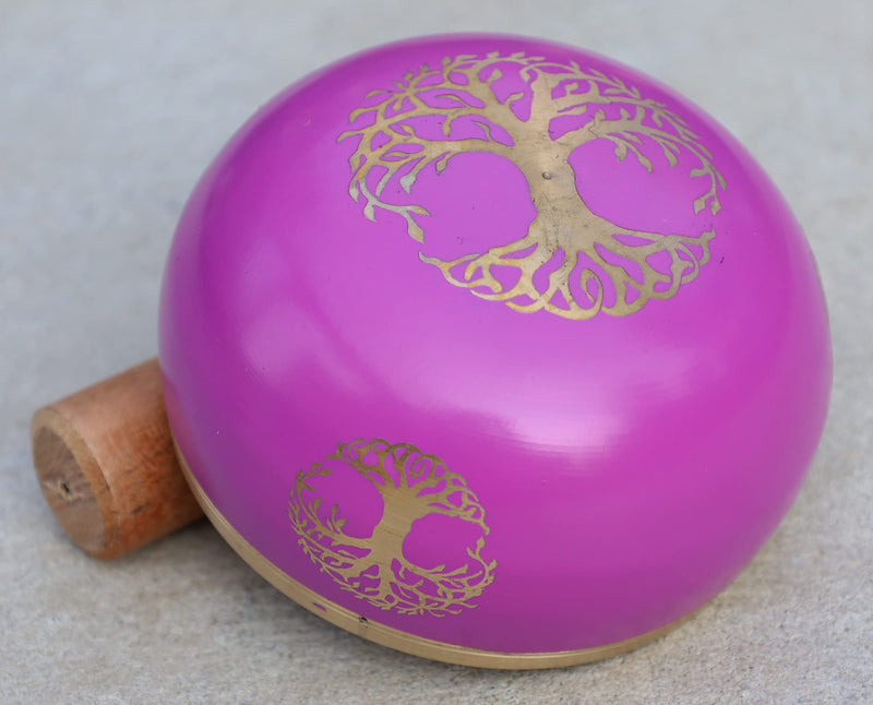 [AUSTRALIA] - Tree Of Life Singing Bowl Complete Set ~ For Meditation, Yoga, Spiritual Healing and Mindfulness (Pink) Pink 