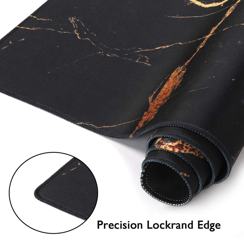 iLeadon Extended Gaming Mouse Pad - Non-Slip Water-Resistant Rubber Base Computer Keyboard Mouse Mat, Desk Pad 35.1 x 15.75-inch 2.5mm Thick XX-Large, Ideal Partner for Work & Game,Black Gold 3-Black Gold