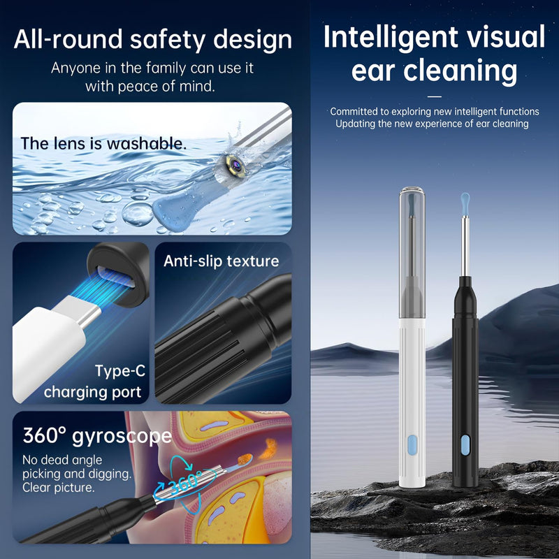 Ear Wax Remover Otoscope, 1080P HD WiFi Ear Cleaner with Camera Ear Endoscope Ear Cleaning for Phone, (White)